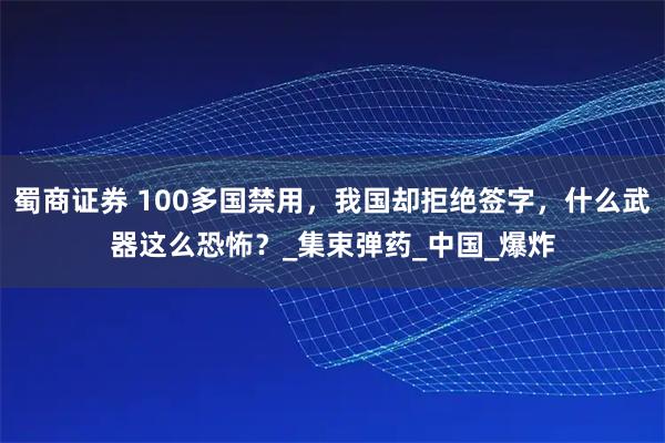 蜀商证券 100多国禁用，我国却拒绝签字，什么武器这么恐怖？_集束弹药_中国_爆炸